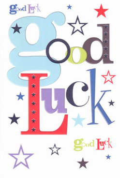 This striking good luck card, often found accompanying the freshest bouquets near South End or Lloyd Park, radiates a sophisticated playfulness that only a seasoned South Croydon florist could achieve. Each letter in 'Good Luck' feels intentionally sculpted, starting with a generous, baby-blue 'g' that instantly draws the eye-a nod to youthful optimism blossoming at the start of an adventure. Deep reds and soulful purples offer weight and joy, balancing the emotion behind every wish. The card's background comes alive with stars of every size and shade-inky navy, dusky indigo, pale sky blue, and pansy-lavender-sprinkled as if caught from a starlit South Croydon evening. The lively medley of colours and fonts doesn't just spell out encouragement; it transmits the feeling of anticipation, camaraderie, and limitless possibility crafted with a florist's intimacy. There's a tactile whisper beneath the fingertips as you glide over the malleable, high-quality cardstock-a sensory reminder of the care poured into every local delivery. Whether it's for a graduation at Croydon College, a new business opening along South Croydon's bustling streets, or a heartfelt send-off to a neighbour, this card is more than a message: it's a tangible piece of support, an emblem that luck and belief truly walk hand in hand in our vibrant community.